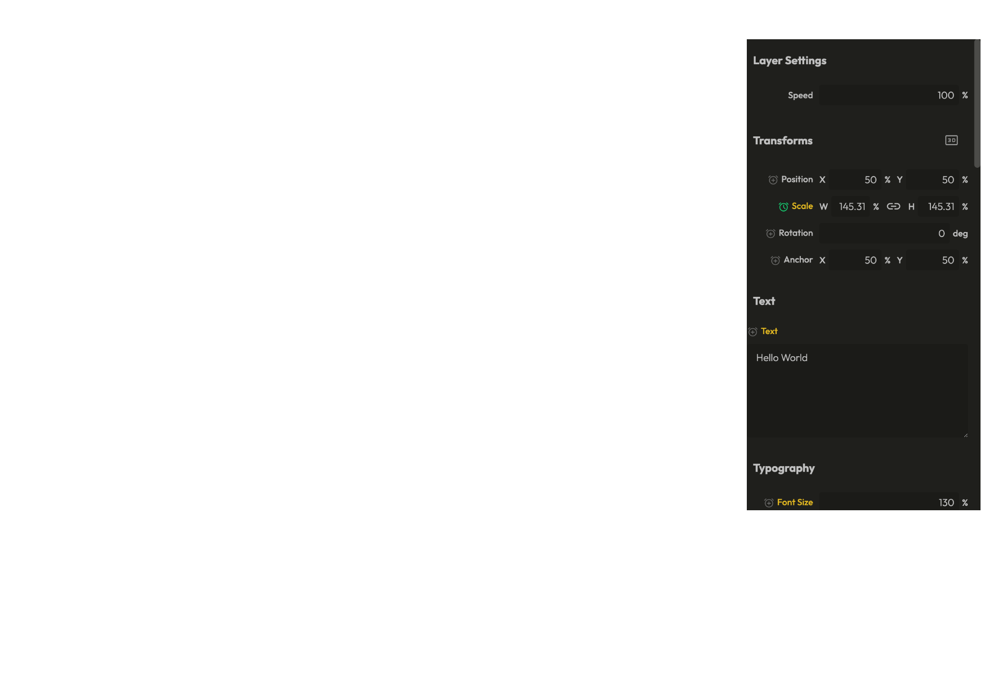 Scrptly Editor Properties Panel